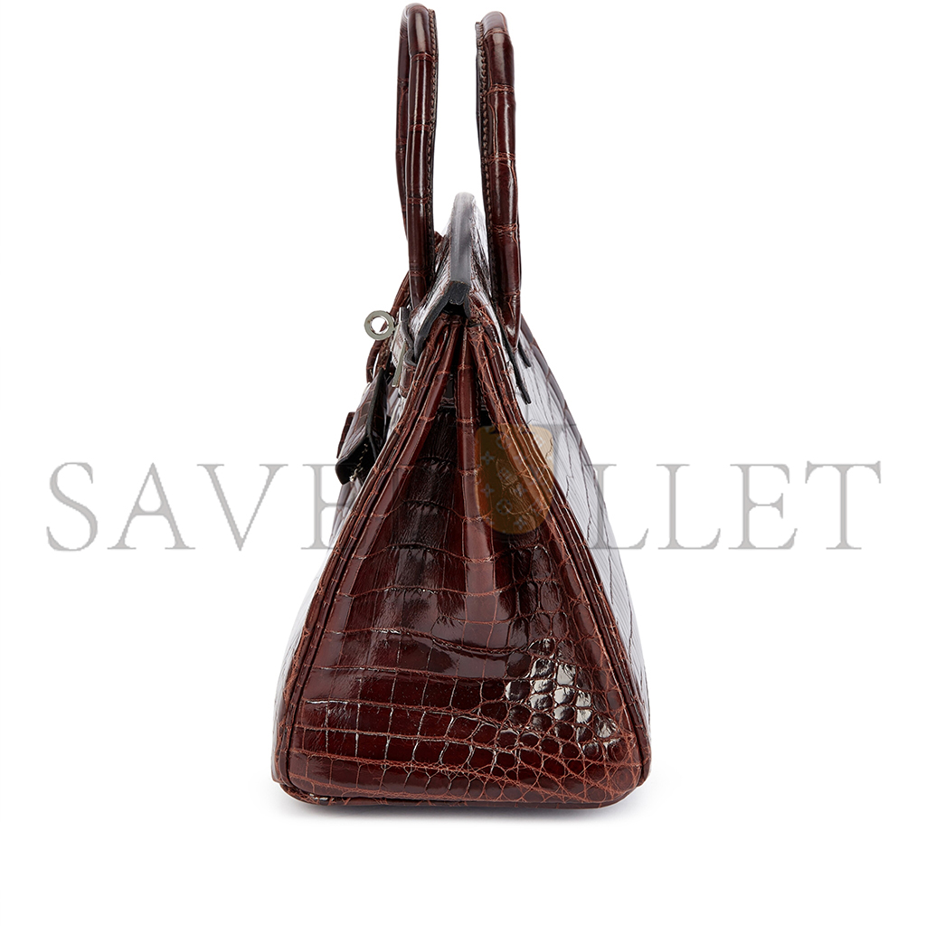 HERMÈS MASTER BIRKIN 30 CROCODILE LEATHER BORDEAUX RED SILVER BUCKLE H041367CK9O (30*22*16cm)